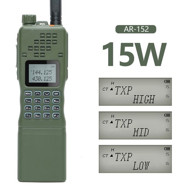  Walkie Talkie Baofeng AR-152 VHFUHF Amateurfunk 15 W Leistungsstarke 12000 mAh Batterie Tragbares taktisches Spiel AN PRC-152 Two Way 221108