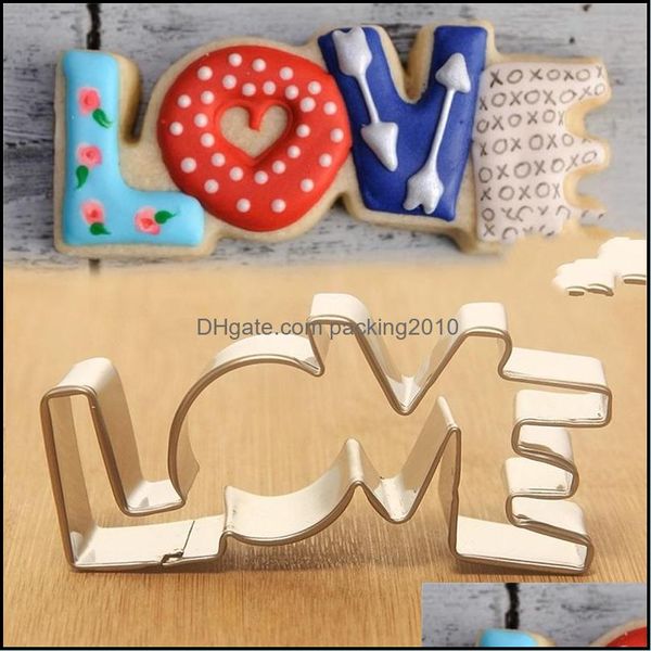 Altre forme di forma di lettera d'amore di Bakeware per stampi per biscotti Bakeware Lover Series Design Taglierina per biscotti in acciaio inossidabile Confezione di pasticceria Dh8Aw