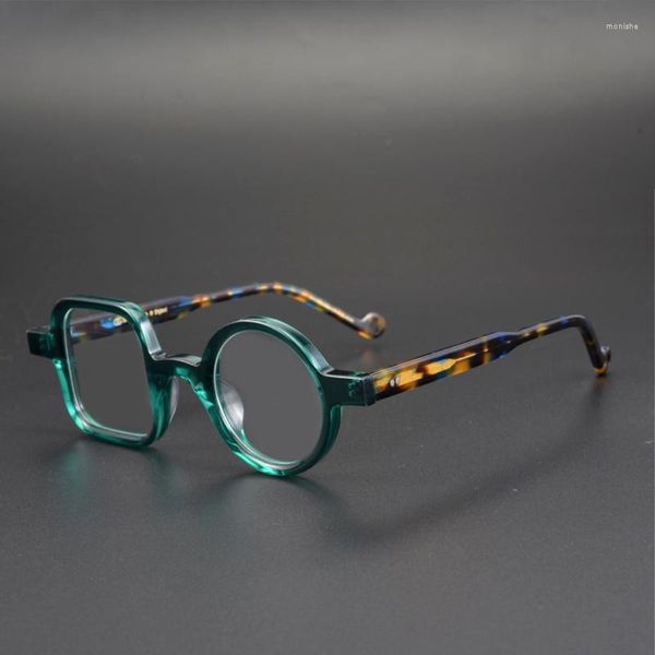 Óculos de sol Quadrões vintage de vidros quadrados pequenos de copos redondos de acetato de acetato Retro Myopia Prescription Optical Reading Clip-On