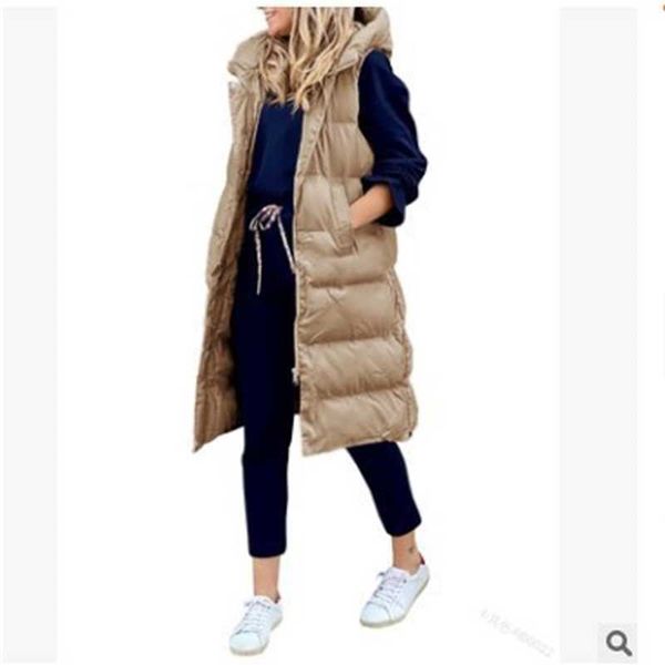 Felpe con cappuccio da donna invernali Camicetta lunga in maglia di cotone allentata calda casual alla moda monopetto cerniera senza maniche esterno