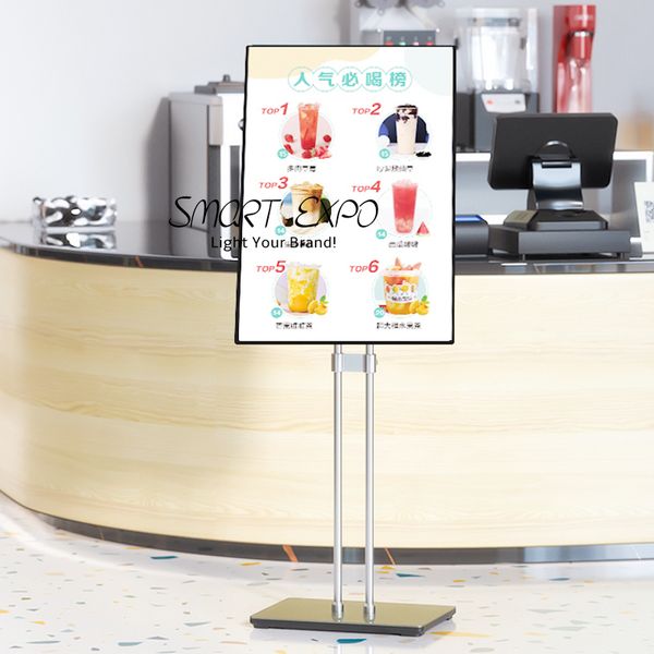 A2 Poster Stand Floor Board Display pubblicitario Insegna con pannello di illuminazione a LED