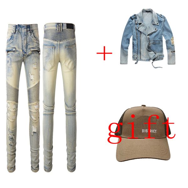 Hotpants-Jacke, europäische und amerikanische Jeans-Designer, zerrissene Jeans, Hip-Hop, High-Street-Mode, Jeans-Oberbekleidung, Denim-Herrenjacken, Schwarz, Blau, lässiger Kapuzenpullover, Größe 29–38