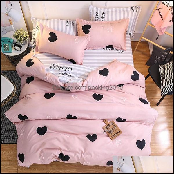 Defina a cama Têxteis Estilo nórdico Pink Heart Bedding Set