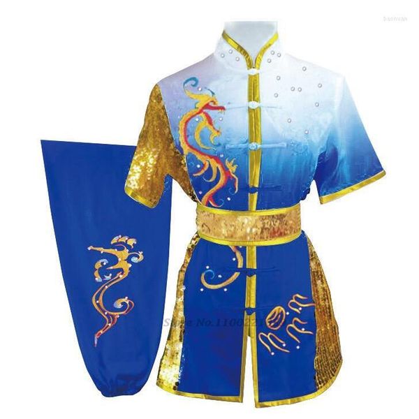 Abbigliamento etnico 2022 Tradizionale Cinese Wushu Paillettes Tai Chi Uniforme Bambini Kungfu Abiti Stage Performance Hanfu Top Pant Bet Costume