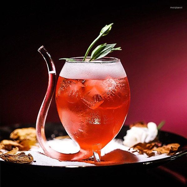 Bicchieri da vino Calice creativo Tazza in vetro con cannuccia per bevande fredde Succhi di frutta Tazza di scoiattolo Uso domestico Bar per feste Trasparente