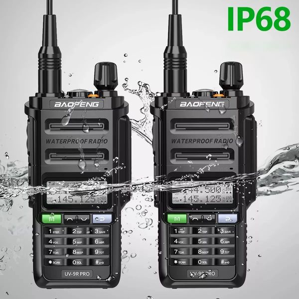 Walkie Talkie 2pcs Baofeng UV-9R Pro High мощность обновляется плюс водонепроницаемые длиннополосные двойные диапазоны Ham Radio 221108