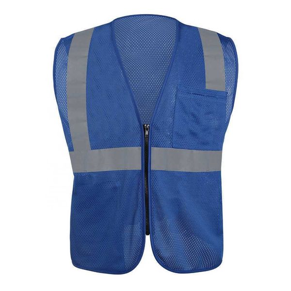 Gilet da costruzione 10 pezzi in giacca di sicurezza ad alta visibilità con cerniera Abbigliamento riflettente di sicurezza Gilet di sicurezza all'ingrosso blu navy