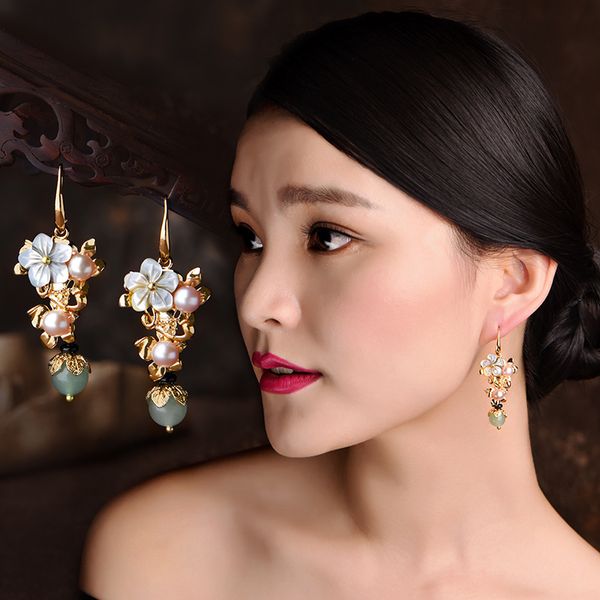Party Favor Designer Original antiken Stil lange Ohrringe Perlenohrringe Persönlichkeit Chinesisch