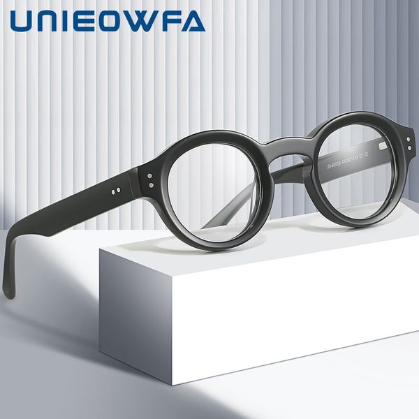 Солнцезащитные очки рамы Unieowfa Retro круглые оптические очки мужчины Италия ацетатные глаз