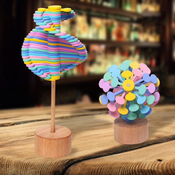 Fidget Toys Wooden Rotcing Lollipop Toy Lollipopter Fischer Series Creative Desktop Art Ornaments Decompression Toy Spot D76