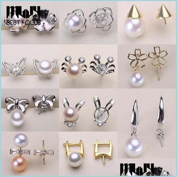 Schmuckfassungen Großhandel Schmuck Neue Perlenohrringe Fassungen S925 Sterling Silber Ohrstecker Fassung Diy Ohrring Für Frauen Hochzeit Tropfen Del Dhz7S