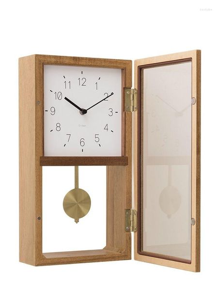 Wanduhren, japanischer Stil, Retro-Uhr, Holz, Wohnzimmer, Schlafzimmer, kreative Schaukel, Quarz-Pendel, Heimdekoration, Klok GIF