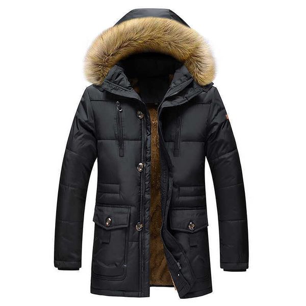 Hommes Down Parkas 2022 Épais Chaud Parka Hommes Polaire Capuche De Fourrure Hommes Veste D'hiver Manteau Militaire Cargo Moyen-long Hommes Pardessus T221006