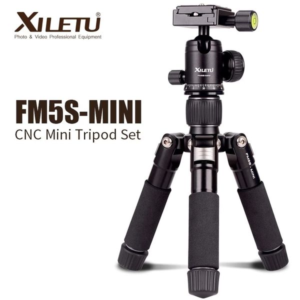 Tripodlar Xiletu FM5S Taşınabilir Tripode Hafif Seyahat Stand Masa Mezar Video Mini Tripod Kamera için 360 Derece Top Kafası DSLR SLR 221114