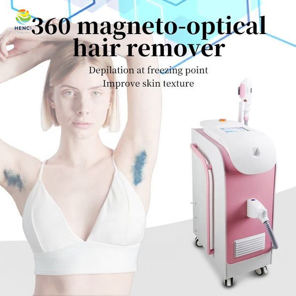 IPL Laser RF Equipamento de beleza vertical único 360 Magneto Optical Remoção de cabelo rápido