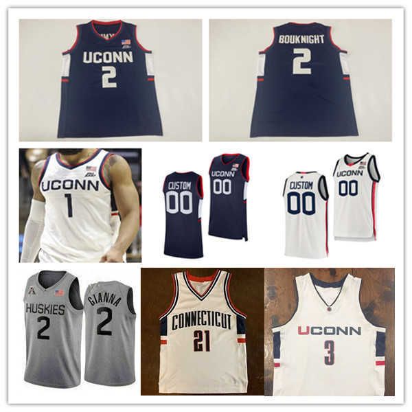 New Uconn College Basketball Huskies usa camisa Connecticut James Bouknight R.j. Cole Adama Sanogo Tyrese Martin Isaiah Whaley