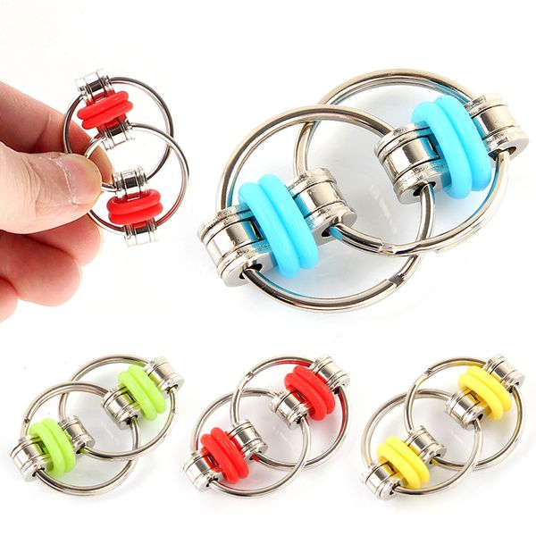 Fidget Chain Fidget Hand Spinner Toys Finger Toys Metal Voy Bike Bike Keychain Ring Anel chato Presentes D79