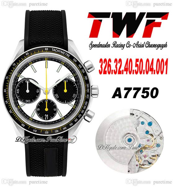 TWF Racing Master A7750 Cronografo automatico Orologio da uomo Eta Lunetta tachimetrica Quadrante bianco Cinturino in caucciù nero 326.32.40.50.04.001 Super Edition Puretime A1