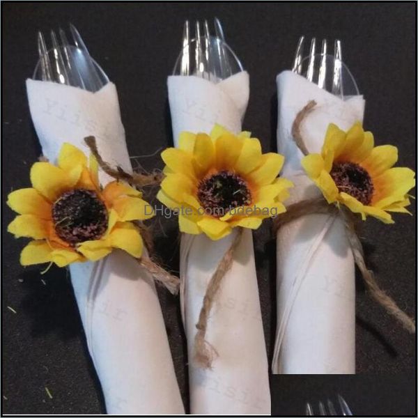 Altri accessori per la decorazione della tavola Singolo girasole Ornamenti per la tavola Torta Arti e mestieri Decor Simation Flower Wedding Celebration Fak Dhnw4