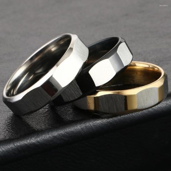 Anéis de casamento Banda clássica de aço inoxidável de cor preta para homens charme dedo masculino jóias geométricas Presente de jóias de moda 6mm largura