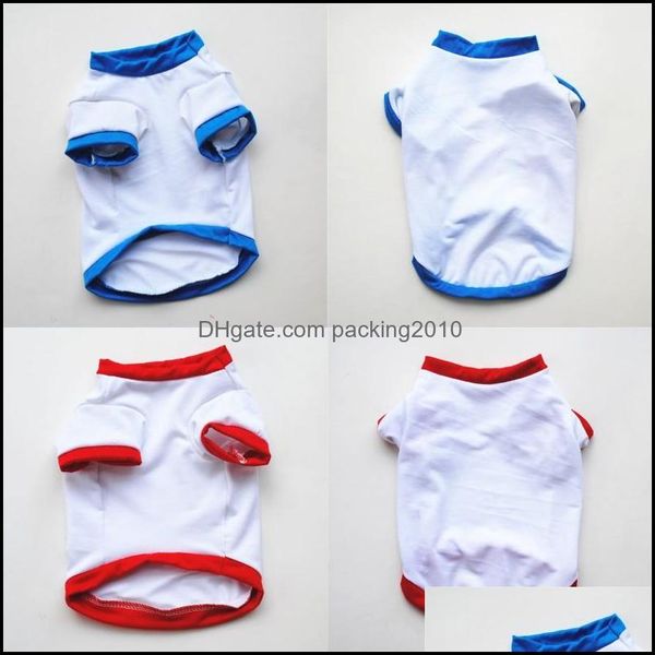 Vestuário para cães sublimação em branco em branco camisetas brancas sólidas 2 cor azul vermelho suprimentos de animais de estimação Puppy Puppy cachor