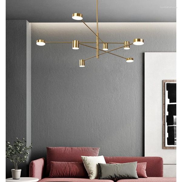 Lampadari Lampade a sospensione moderne Lampada a sospensione Lampada a sospensione Camera da letto Foyer Oro Nordic Semplice illuminazione a soffitto per soggiorno