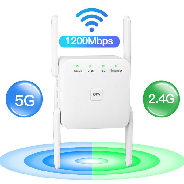 Roteadores 5g WiFi Repeter Wireless Booster 1200Mbps amplificador de roteador de 1200 Mbps 300Mbps Wi-Fi Long Range Extender 2.4g Ponto de acesso à rede Easy Set 221114