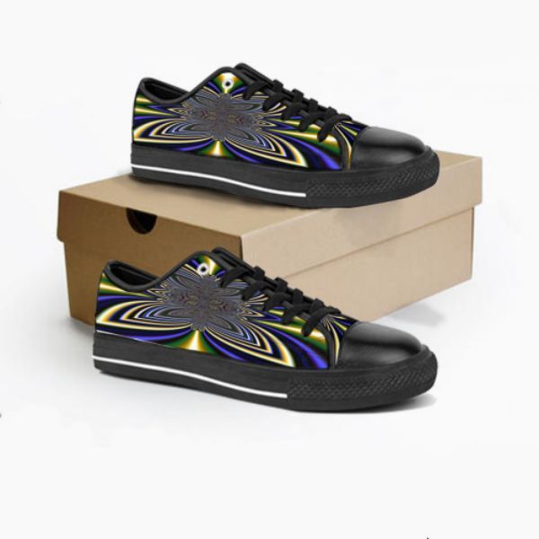 Gai sapatos masculinos personalizados tênis pintados à mão lona moda feminina preto ouro corte baixo respirável caminhada jogging feminino treinador