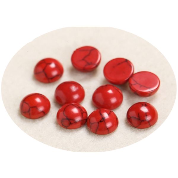 4/6/8/1012/14MM Cabochon di pietre preziose Perline di pietra sintetica naturale Cabochon di turchese rosso per bracciale collana orecchini