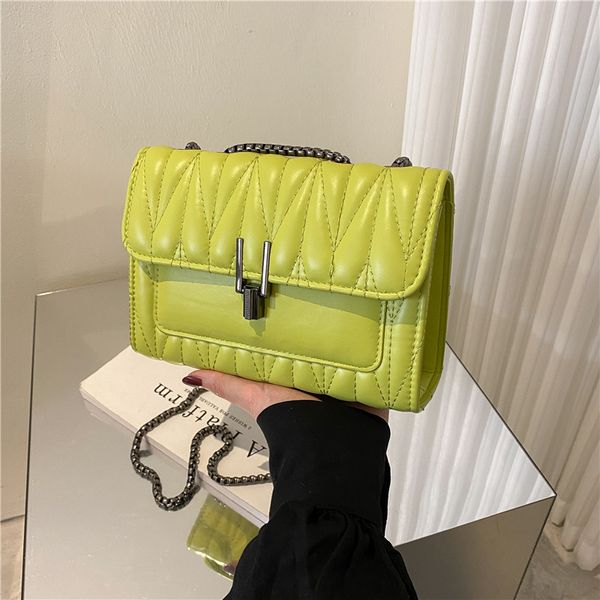 Mädchen PU Handtasche Messenger Bag Kinder trendige Metallketten rhombische Gitter Umhängetaschen