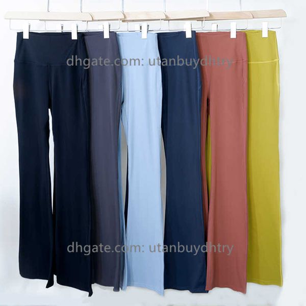 Lu22 Pantaloni a zampa d'elefante Pantaloni da yoga da donna Leggings super elasticizzati a vita alta Allenamento in palestra Pantaloni svasati con gambe larghe