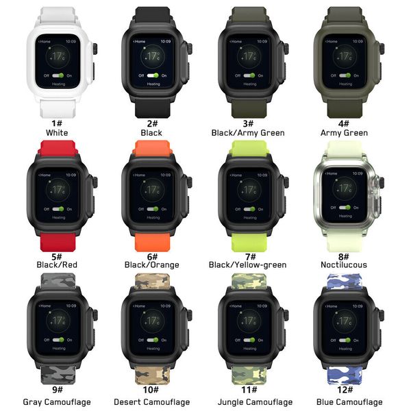 Cinghia impermeabile per Apple Watch Band 45mm 44mm 40mm iwatch 42mm luminoso protettivo completo 3 metri profondo IP68 impermeabile e a prova di autunno