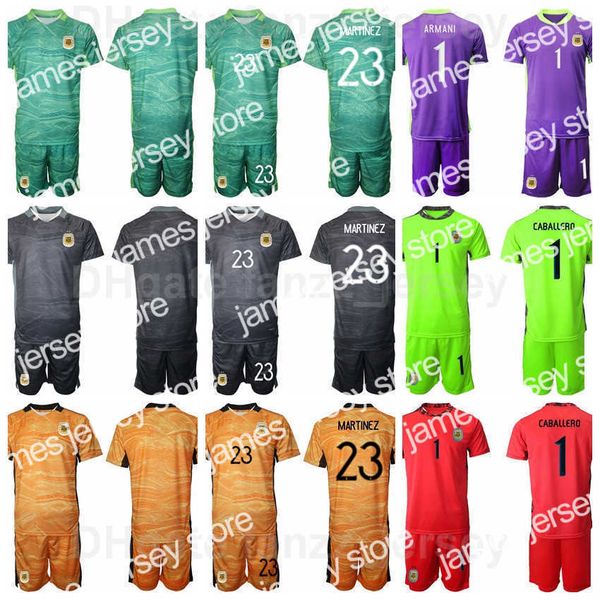 Gols de futebol de futebol/rastreio GK Soccer 23 Agustin Marchesin Jersey Set Goalie 1 Juan Musso 1 Sergio Romero Kits de camisa de futebol uniforme preto roxo vermelho marrom