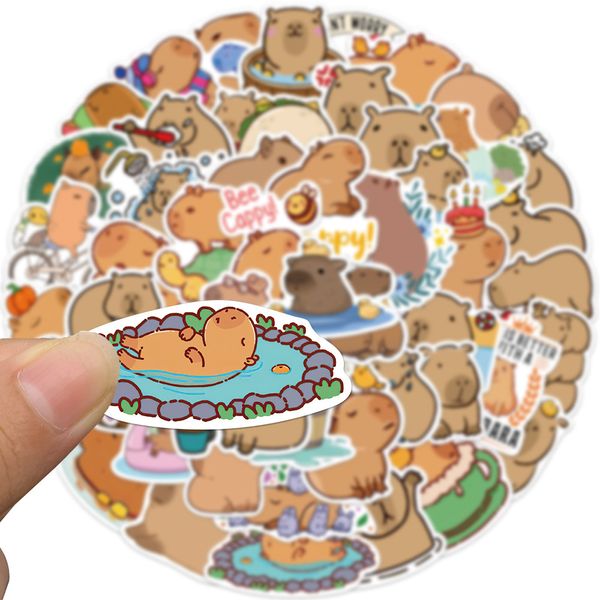 50 Stück Cartoon-Capybara-Aufkleber für Kinder, Skate-Zubehör, Vinyl, wasserfest, Aufkleber für Skateboard, Laptop, Gepäck, Handyhülle, Auto, Aufkleber, Party-Dekoration