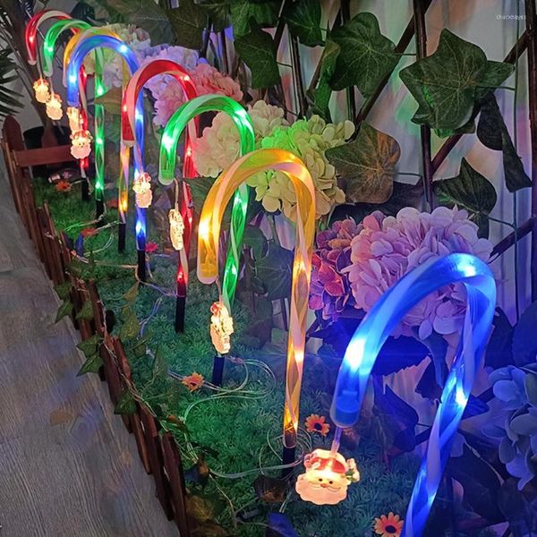 Solarenergie-Boden-Plug-in-Lampe, energiesparende Weihnachts-Zuckerstangen-Lichter, umweltfreundliches Grün für Garten, Weg, Hof, Rasen