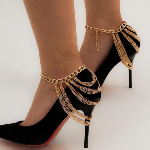 Fußkettchen 1 stücke Mode Mehrschichtige Kette High Heel Schuh Einfache Fuß Knöchel Strand Schmuck Armband Für Frauen Mädchen Fußkettchen geschenk