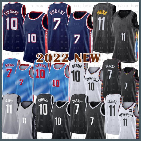 Brooklyns Net Basketballtrikot Herren 11 72 Kevin Durant Ben Simmons 7 10 Kyrie Irving Schwarz Kontrastfarbe