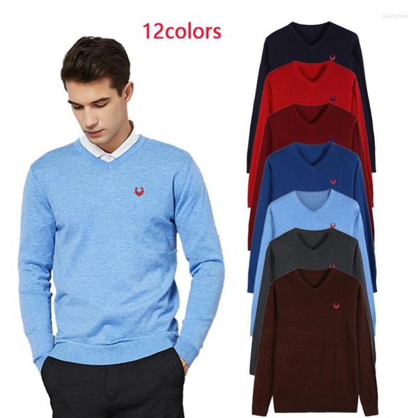 Maglioni da uomo 11 colori Maglione Pollovers Uomo Casual Tinta unita Maglione lavorato a maglia Pullover con scollo a V Maglieria Polo Jersey Abbigliamento