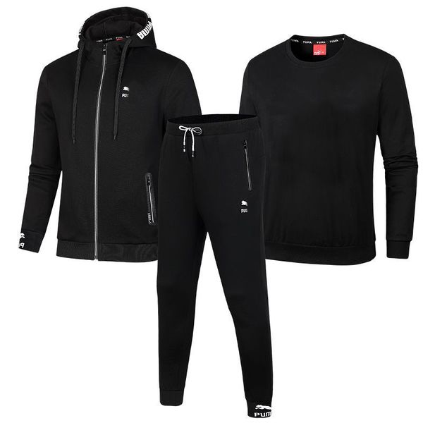 SSS Herren-Sport-Set, dreiteilig, Trainingsanzug, Leoparden-Buchstaben-Logo-Aufdruck, Hoodie, Space-Baumwolljacke, Mäntel, Sweatshirt, Herren, Freizeithose, Sportbekleidung, Anzüge