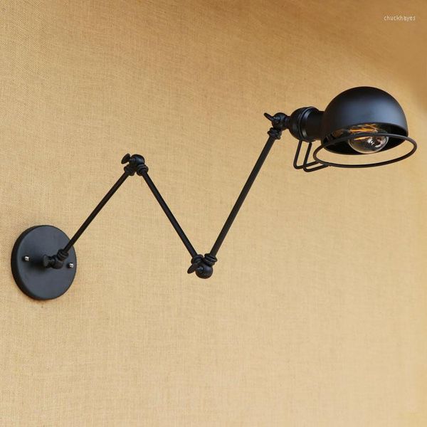 Lâmpadas de parede estilo loft preto industrial retrô vintage lâmpada Edison wandlamgen swing ajustável luminárias de braço longo ardilhas de arandelas