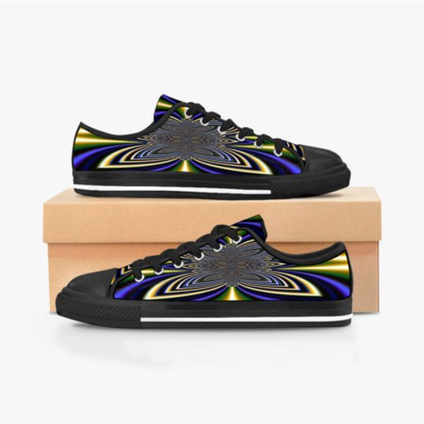 Gai gai masculino sapatos de tênis personalizados de lona pintada à mão Moda de ouro preto Baixo corte respirável jogging jogging women treinadores