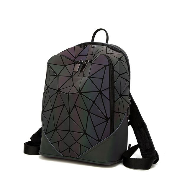 Bolsas escolares luminosas geometria fosca de diamante em splicing mochilas