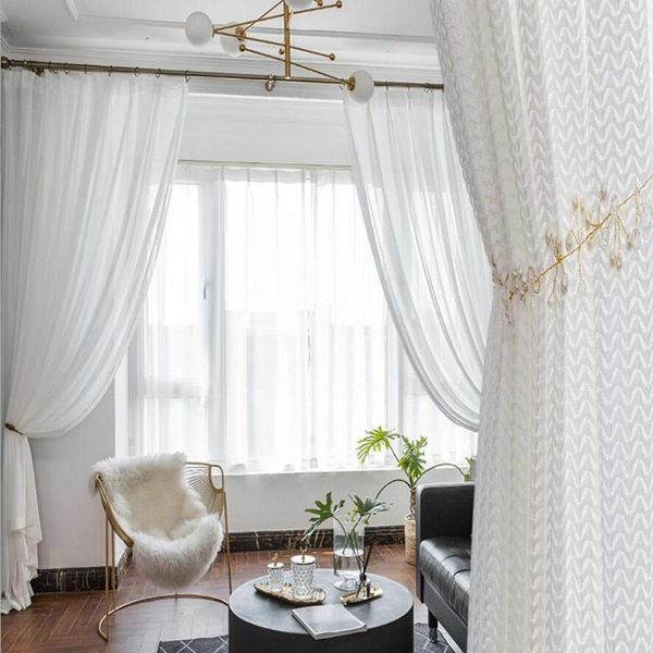 Tenda Tende oscuranti per camera da letto Schermatura per finestre vuote Tulle bianco Soggiorno Chiffon Decorazione della casa LCL05