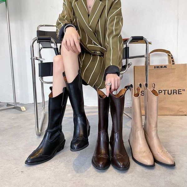 HBP Women Shoes Boots Boots Leather 35-43 размер новая мода грубая бедра высокая каблука женские толстые ноги шире в британском стиле.