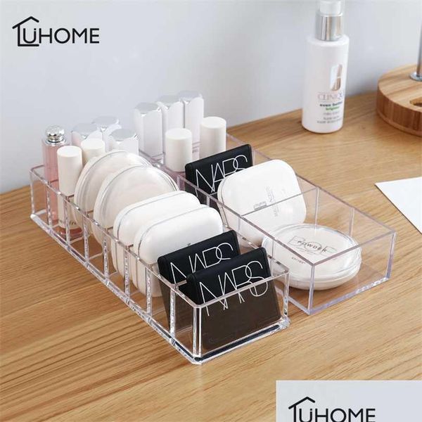 Aufbewahrungsboxen Bins Transparente Acryl-Kosmetik-Aufbewahrungsbox Make-up-Halter Schmuck Make-up-Organizer für Zuhause Kunststoff-Desktop-Box Dh0Vt