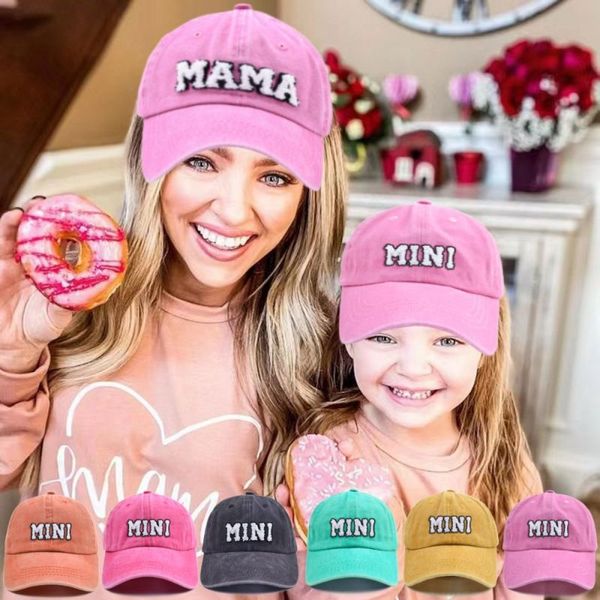 Novo Capinho de beisebol dos pais e-filho Mama para mulheres Mini Sun Visor for Boy Girls Bordeded Letters Washed Hats RRA503