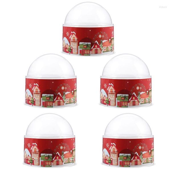 Embrulho de presente 5 conjuntos de Natal Bolo de mousse hug bucket transparente bola caixa de sobremesas de plástico embalagem esférica