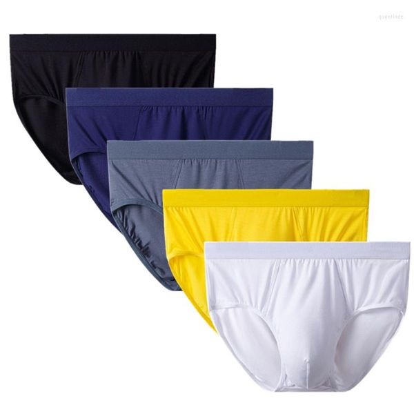 Mutande 5 pezzi uomo slip solidi taglia grande intimo giallo lingerie mutandine grigie mutandine blu tighty-whities mutandine nere