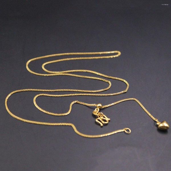 Цепи чистый 24K желтый золотой цепь для женщин Женский ожерелье с твердым пшеницей 20 мкл 20 др.