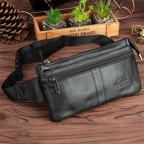 Bolsas de cintura Genuine Leather Mens Viaje Fanny Pack Pack Chide Poubo de telefone de cinto pequeno Pouch Sling Pillow para masculino 221114